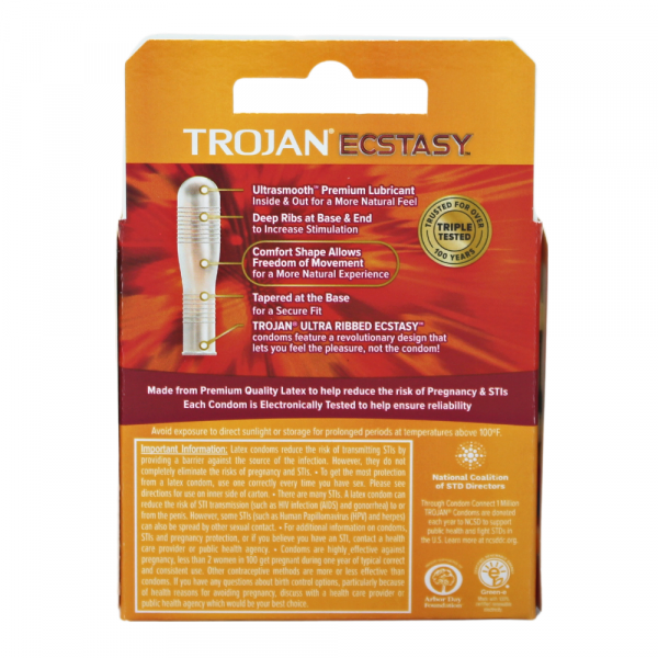 TROJAN 3CT ECSTASY ULTRA RIBBED/6X8 (Creative & Detailed)