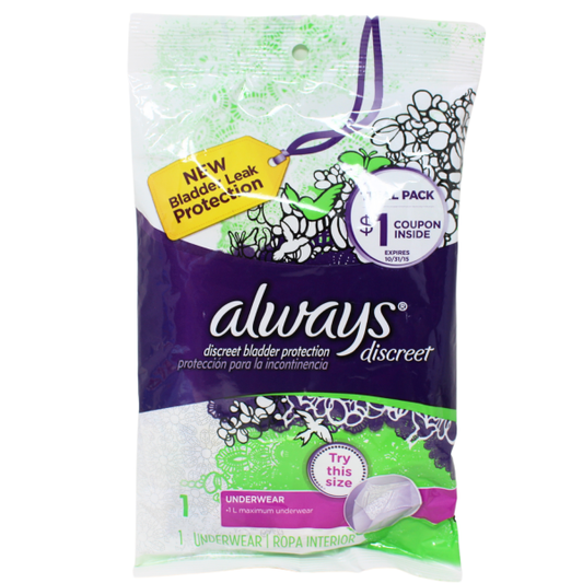 ALWAYS DISCREET 88CT Pad & Liner + Underwear