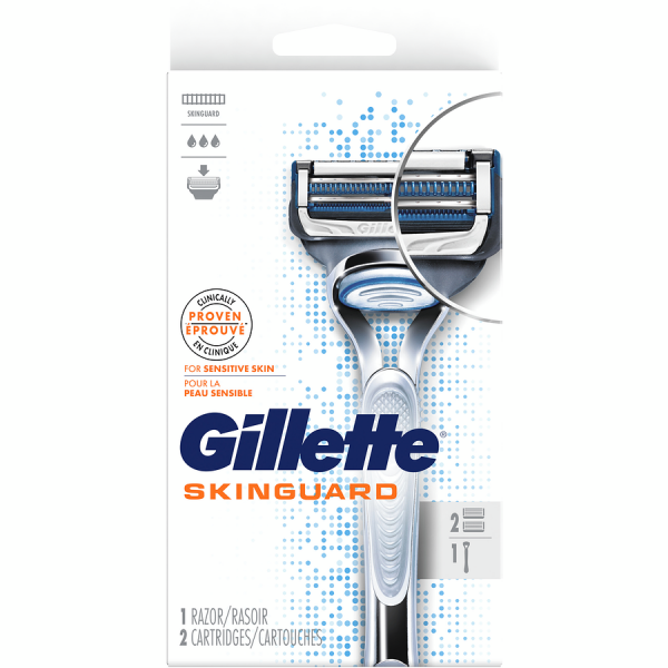 Gillette SkinGuard Razor with 2 Cartridges - Sensitive Skin Protection