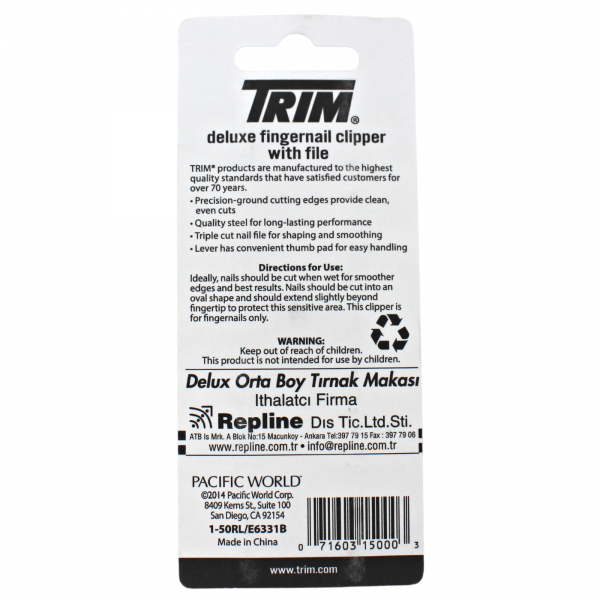 TRIM Deluxe Clipper Fingernail Clipper + File