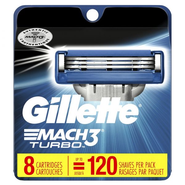 Gillette Mach 3 Turbo Razor Blades - 8 Cartridges
