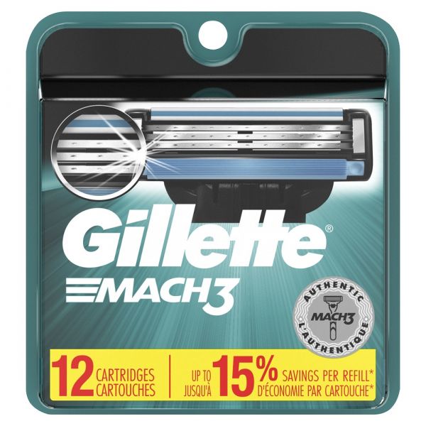 Gillette Mach 3 Razor Blade Refills - 12 Cartridges for a Smooth Shave