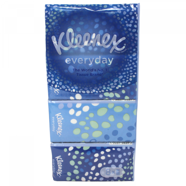 Kleenex Everyday Tissues 8-Count Pack (9ct Sheets) - Bulk Buy