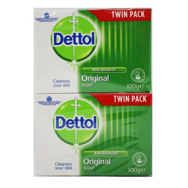 Dettol Original Soap Bar - Double Pack (2 x 100g) for Germ Protection