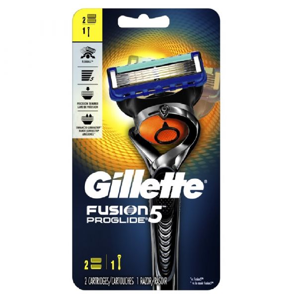 GILLETTE FUSION5 PROGLIDE Razor + 2 Cartridges - Creative & Detailed