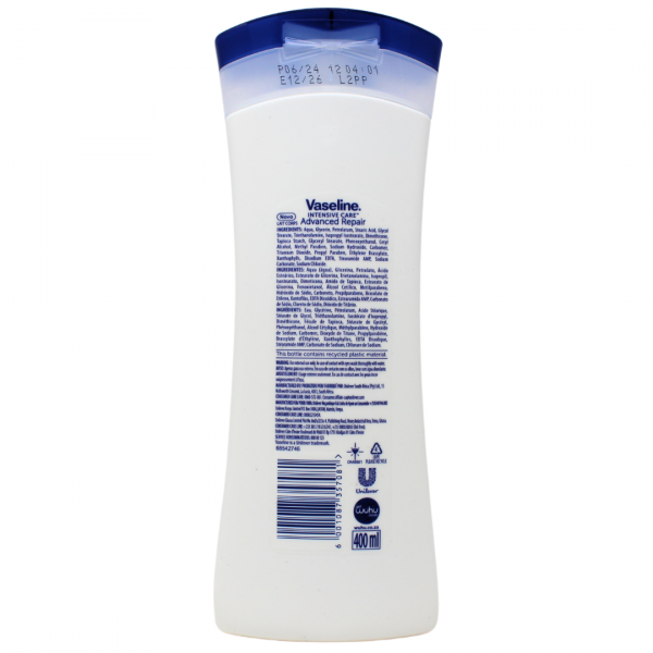 Vaseline Advanced Repair Unscented Body Lotion - 400ml - Deep Moisturization