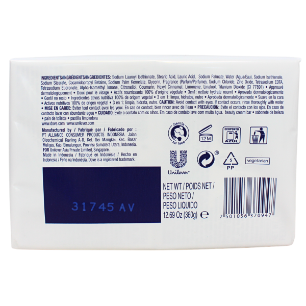 Dove Original Bar Soap 4-Pack - Gentle Cleansing for Soft Skin