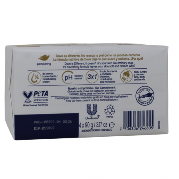 Dove Pampering Shea Butter Bar Soap - 4 Count, 90g Each
