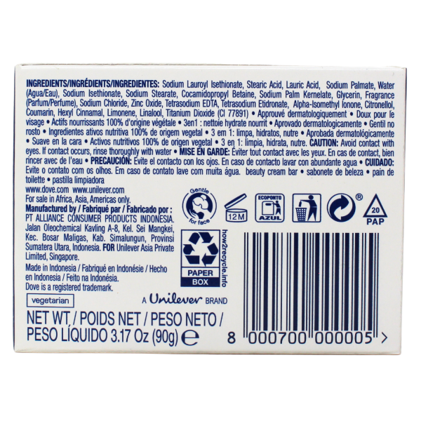 Dove White Original Bar Soap - 100g - Classic Cleansing