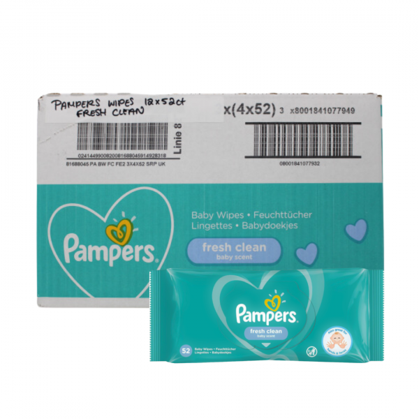 Pampers Fresh Clean Baby Wipes - 12 Packs of 52 Count (624 Total)