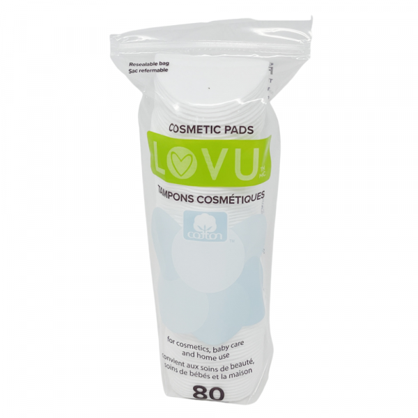 Lovu Cosmetic Pads - 80 Count Resealable Bag - Premium Quality for Makeup Removal & Skincare
