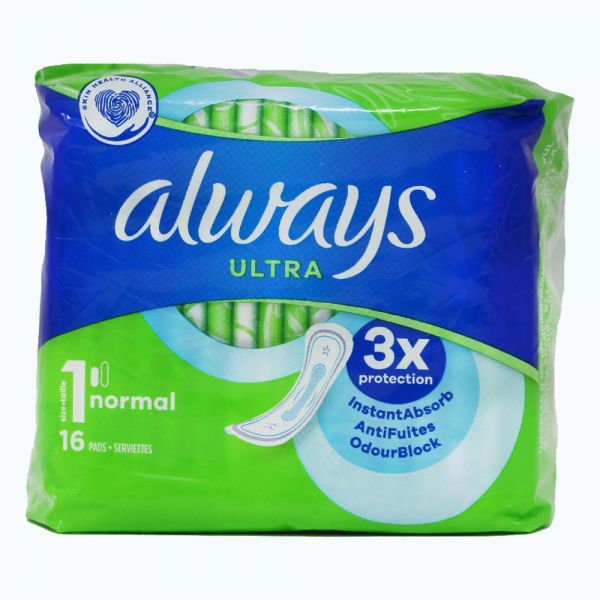 Always Ultra Normal Size 1 Sanitary Pads - 16 Count