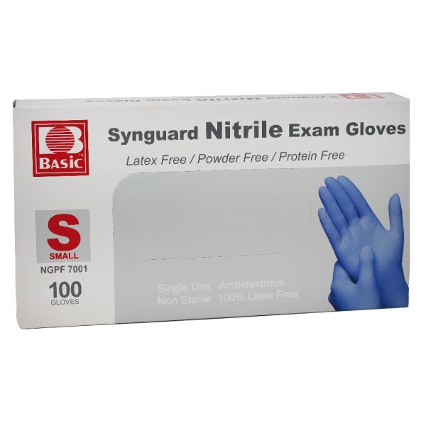 Synguard Nitrile Exam Blue Gloves - Small (100 Count)