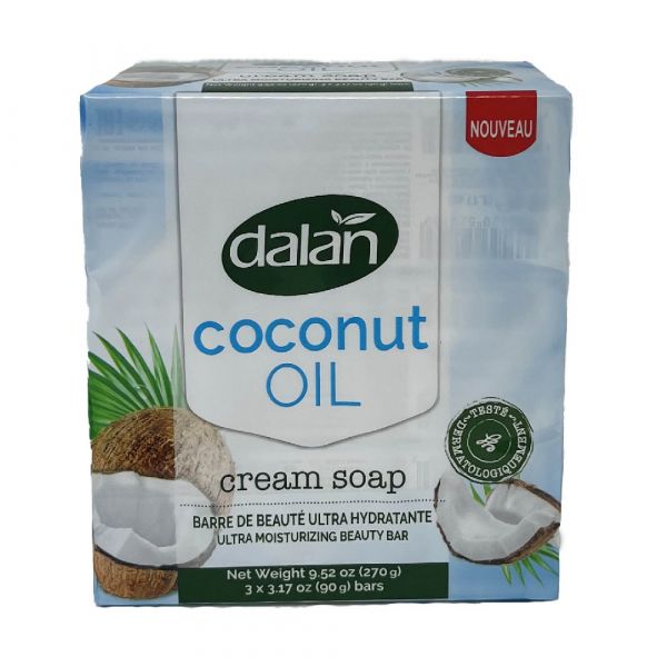 Dalan Cream Bar Soap 3-Pack (Coconut Oil) - Gentle Cleansing & Moisturizing