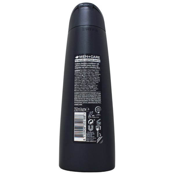 Dove Men+Care Fresh Clean 2in1 Shampoo 250ml - Deeply Cleansing & Refreshing