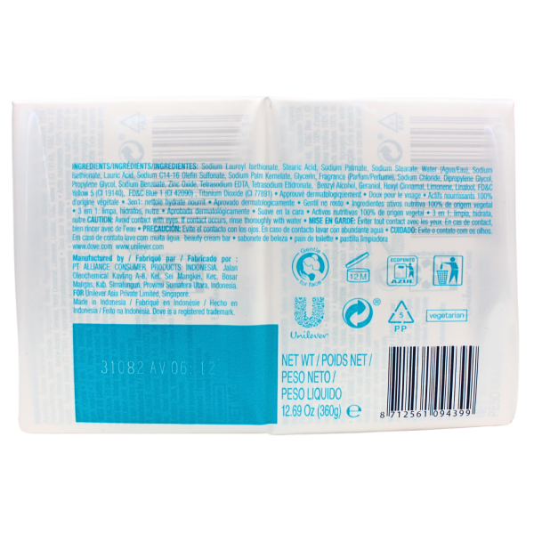 Dove Restoring Bar Soap - Blue Fig & Orange Scent, 4 x 90g