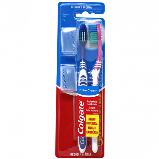 Colgate Medium Toothbrush 2-Pack with Hygiene Caps