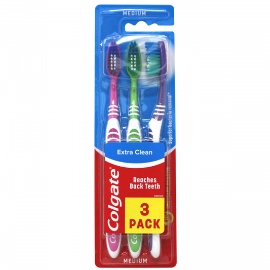 Colgate Extra Clean Medium Toothbrush 3-Pack - Creative & Detailed