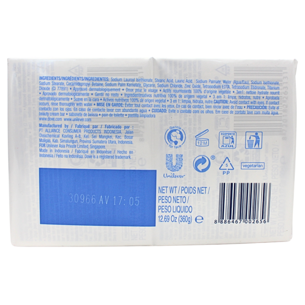 Dove Sensitive Skin Beauty Bar - 4 x 90g Gentle Cleansing