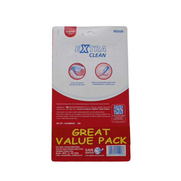 Colgate Extra Clean Toothbrush 6-Pack - Deep Clean & Healthy Gums