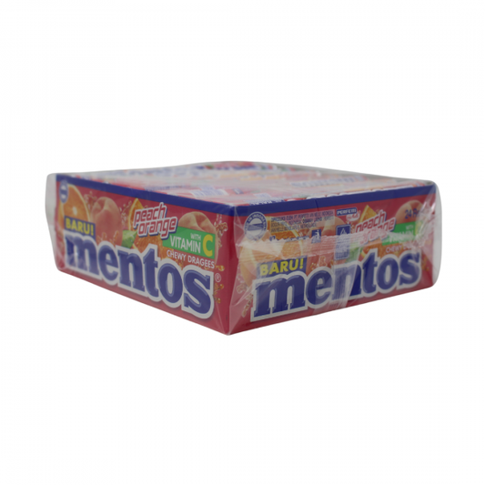 Mentos Peach Roll - 24 Pack (37g Each) - Bursting with Fruity Flavor!