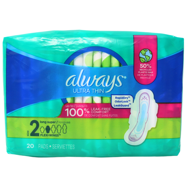 Always Ultra Thin Long Super Pads - 20 Count - Unbeatable Protection