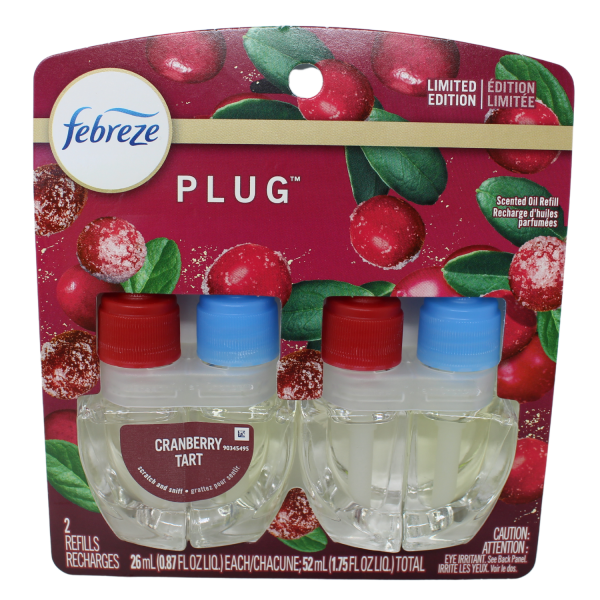 Febreze Plug Refill 2ct Cranberry Tart - Long Lasting Air Freshener