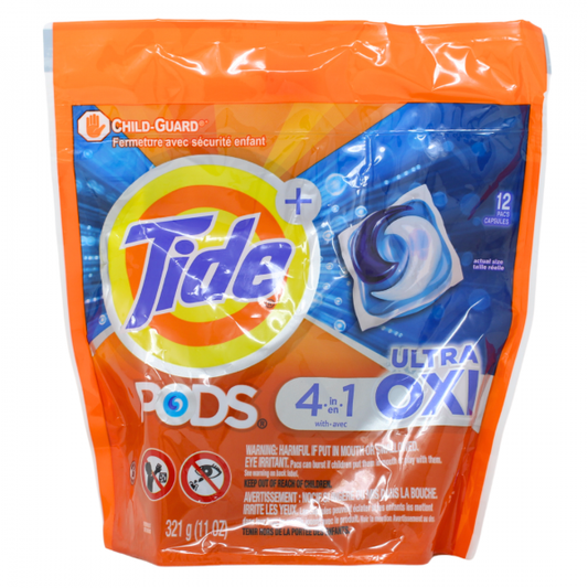 Tide PODS 4-in-1 Ultra OXI Laundry Detergent Pacs, 12 Count