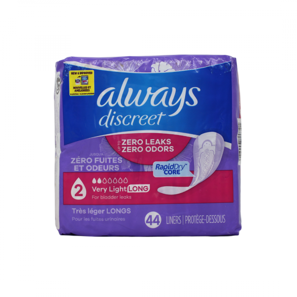 ALWAYS DISCREET 44CT LINERS LONG LENGTH