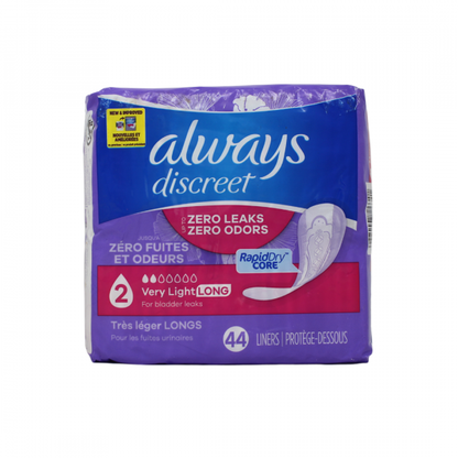 ALWAYS DISCREET 44CT LINERS LONG LENGTH