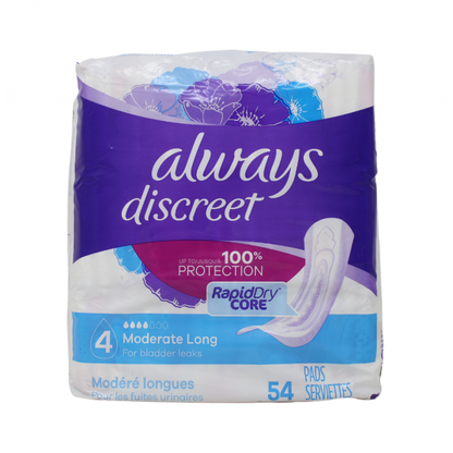 Always Discreet Pads Moderate Long - 54 Count