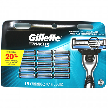 Gillette Mach 3 Razor Blades - 15 Cartridges