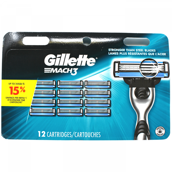 Gillette Mach 3 Razor Blades - 12 Cartridges - Smooth Shave