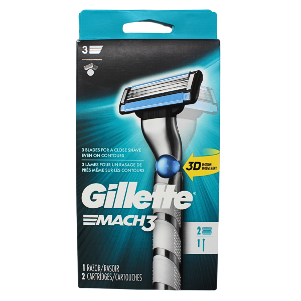 Gillette Mach 3 3D Razor with 2 Cartridges - Smooth Shave