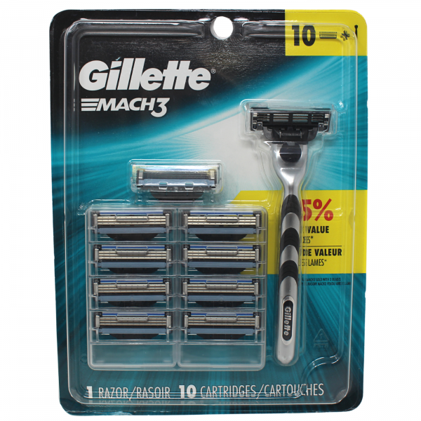 Gillette Mach 3 Razor with 10 Cartridges