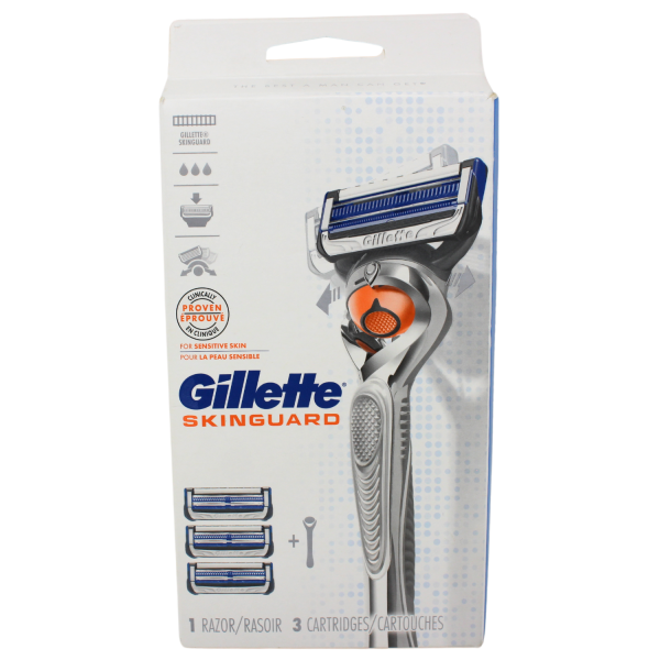Gillette SkinGuard Razor with 3 Cartridges: Gentle Shave for Sensitive Skin