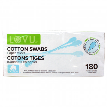 LOVU Cotton Swabs - 180 Count - Premium Quality