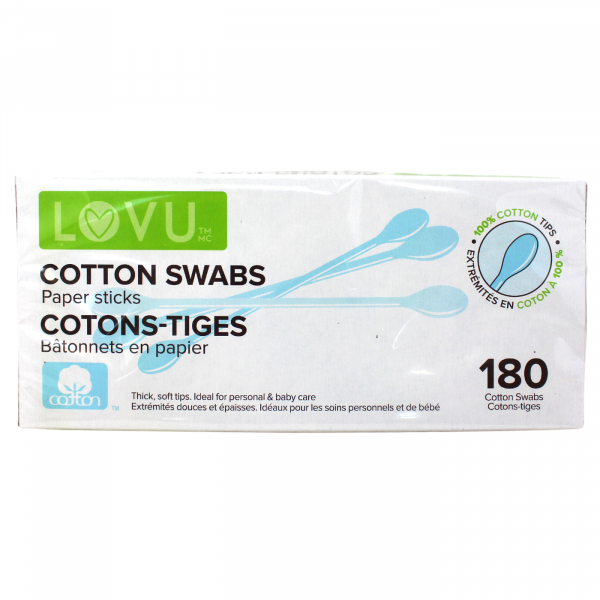 LUVU Cotton Swabs 180 Count - Premium Quality