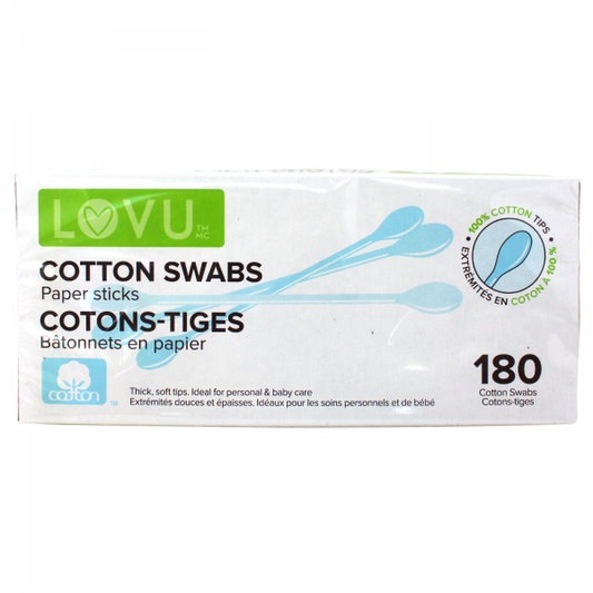 LUVU Cotton Swabs 180 Count - Premium Quality