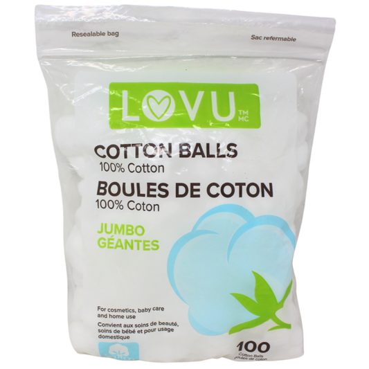 LOVU Jumbo Cotton Balls - 100 Count