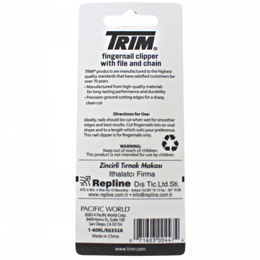 Trim Fingernail Clipper with File & Chain - Professional Quality