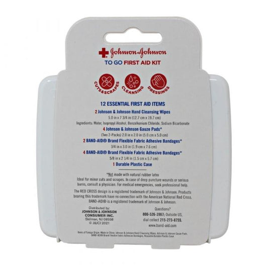 J&J FIRST-AID TO-GO! 12CT MINI - Durable & Compact