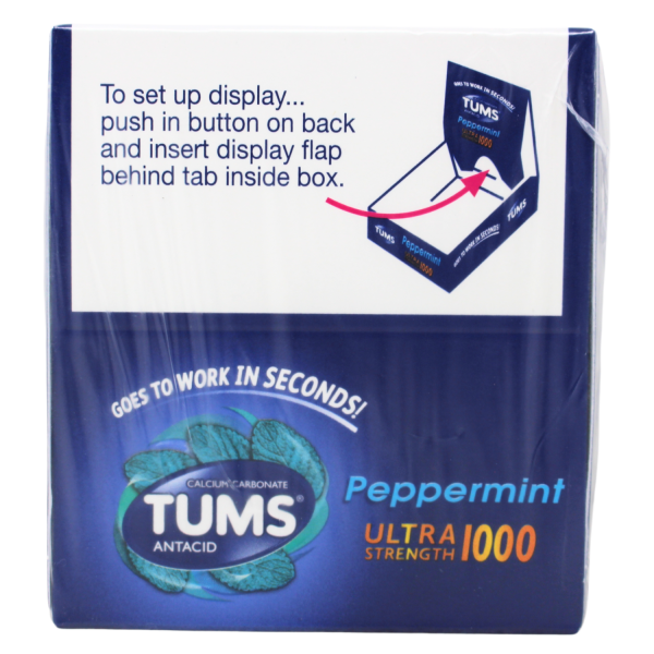 TUMS Ultra Strength 1000 Antacid - Peppermint (12 Packs of 8 Chewable Tablets)