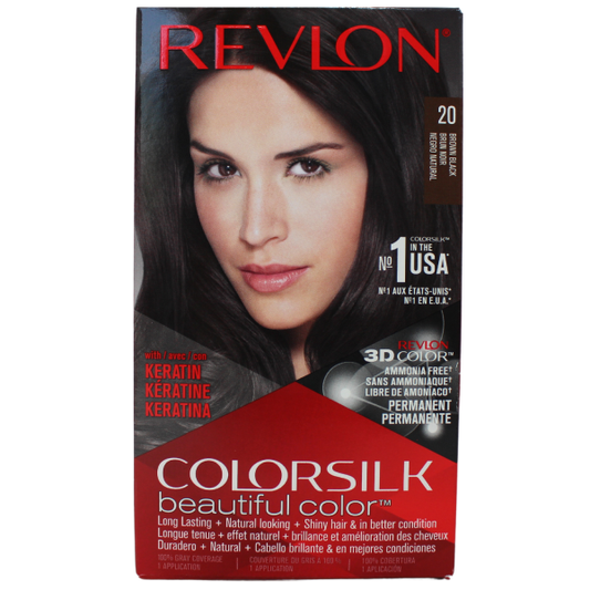 Revlon Colorsilk #20 Brown Black - Rich, Permanent Hair Color