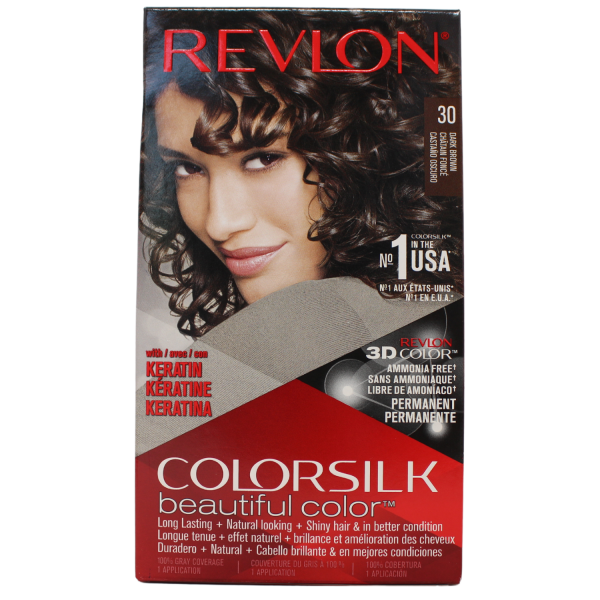 Revlon Colorsilk #30 Dark Brown - Rich, Permanent Hair Color