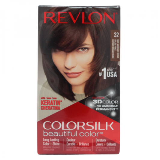 Revlon ColorSilk #32 Mahogany Brown - Rich, Long-Lasting Hair Color