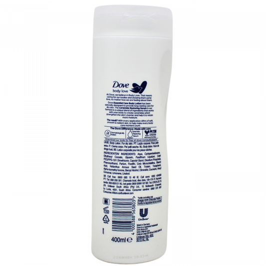 Dove Essential Care Body Lotion 400ml - Ceramide Moisturizing for Dry Skin