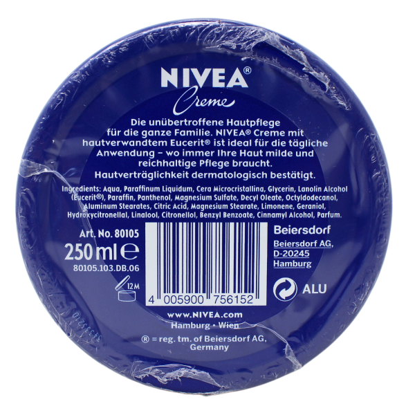NIVEA Cream 250ml Blue Tin (3x12) - Deeply Moisturizing & Protective