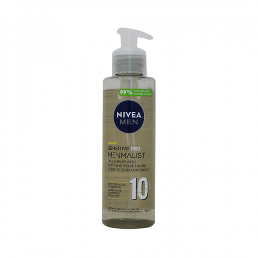 NIVEA MEN Sensitive Pro Face & Beard Wash - Gentle Cleansing for Healthy Skin & Beard