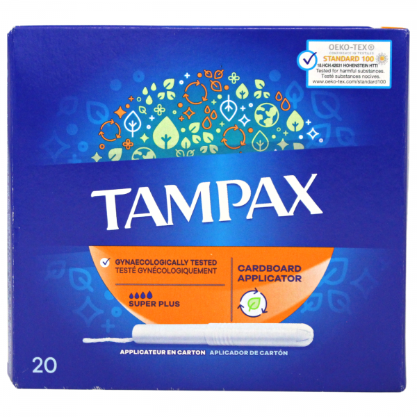 Tampax Super Plus Absorbency Tampons - 20 Count for Heavy Flow Protection